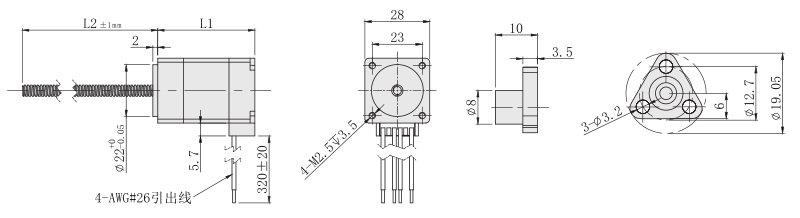 28丝杆最新91视频网站外形尺寸图