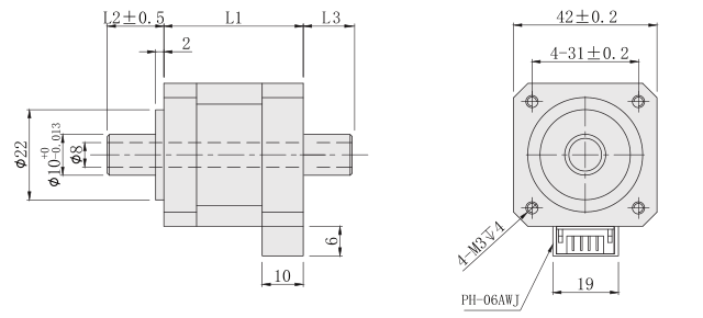 中空轴42步进最新91视频网站外形尺寸图 中空轴42步进最新91视频网站外形尺寸图